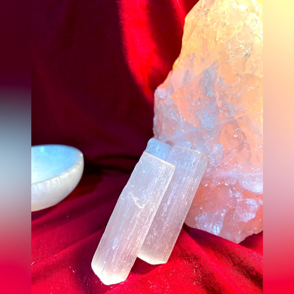 Bundle of 3 Satin Spar/Selenite Sticks - Picture 2 of 3